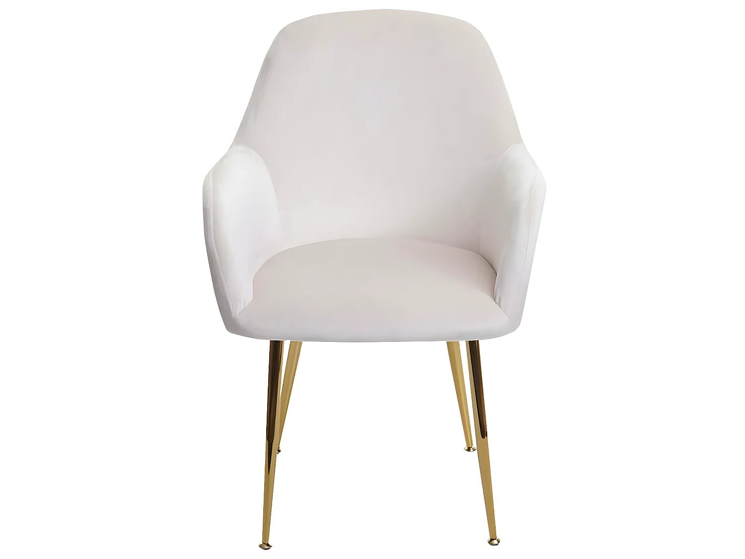 Chaise de salle à manger MCW-F18 (lot de 6),  velours crème-blanc, pieds dorés