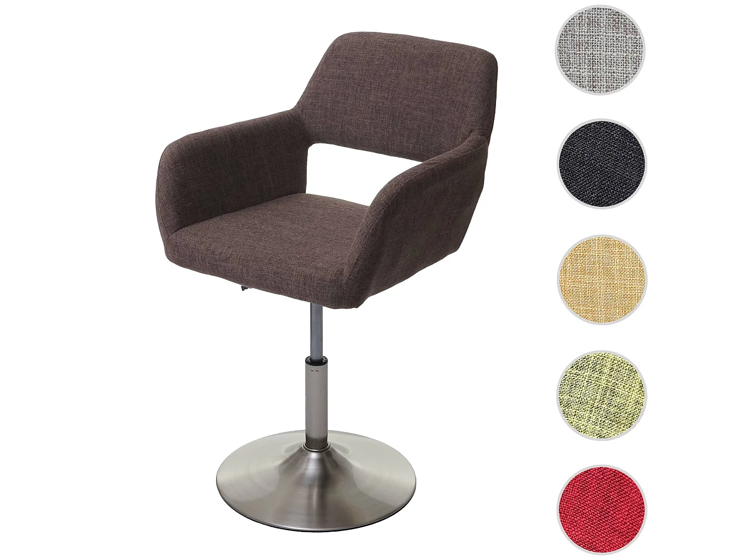 Chaise de salle à manger MCW-A50 III,  marron, pied en métal brossé