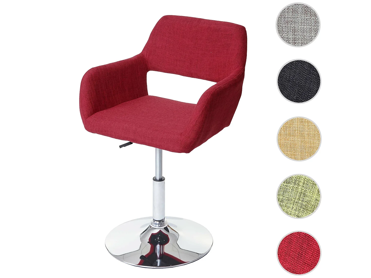 Sedia sala da pranzo MCW-A50 III design retro metallo cromato tessuto rosso