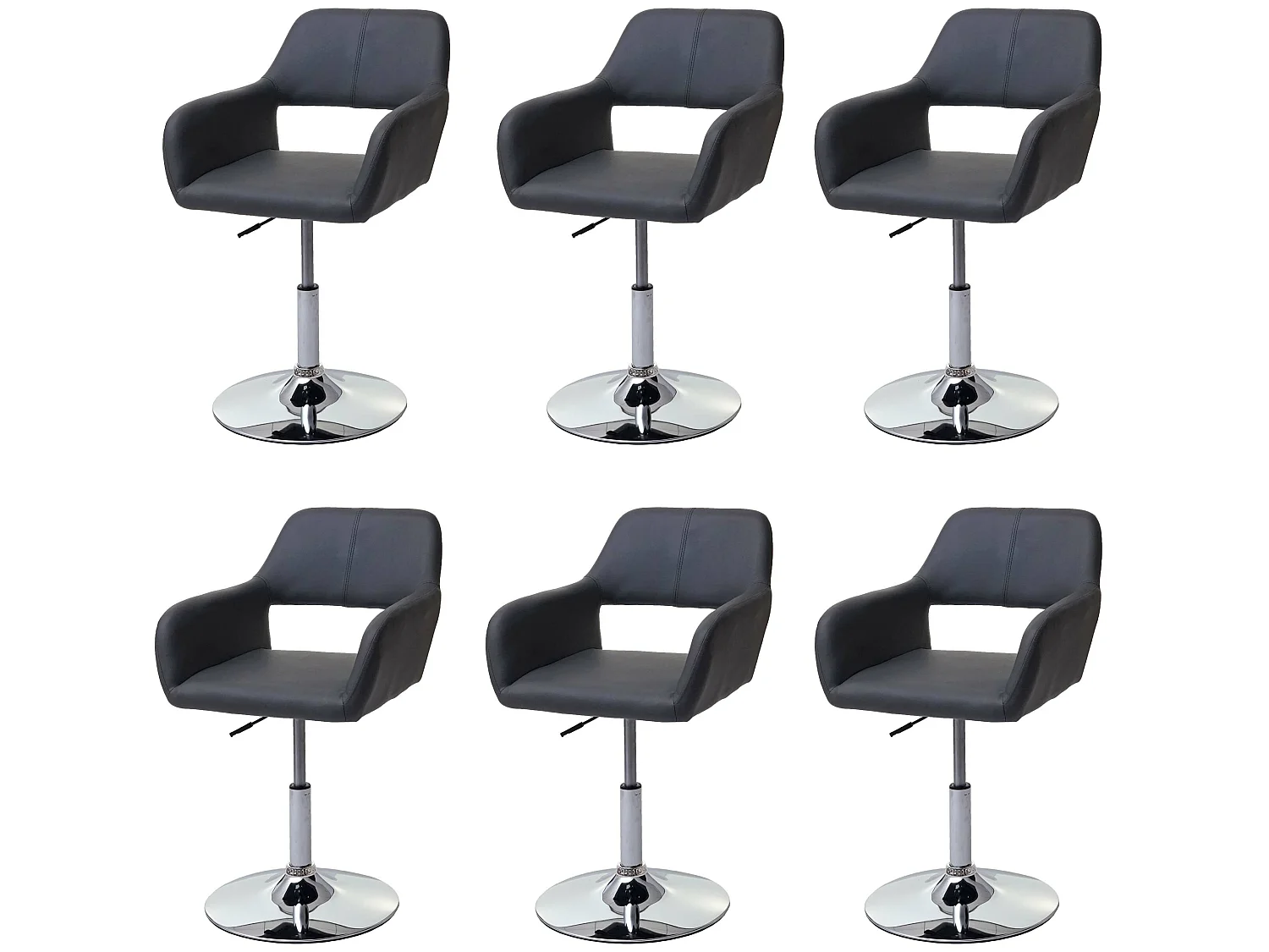 Eetkamerstoel MCW-A50 III (set van 6),  grijs, chromen onderstel