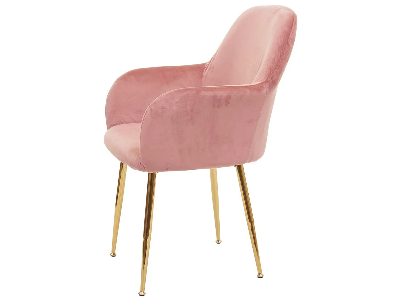 Chaise de salle à manger MCW-F18 (lot de 6),  velours vieux rose, pieds dorés