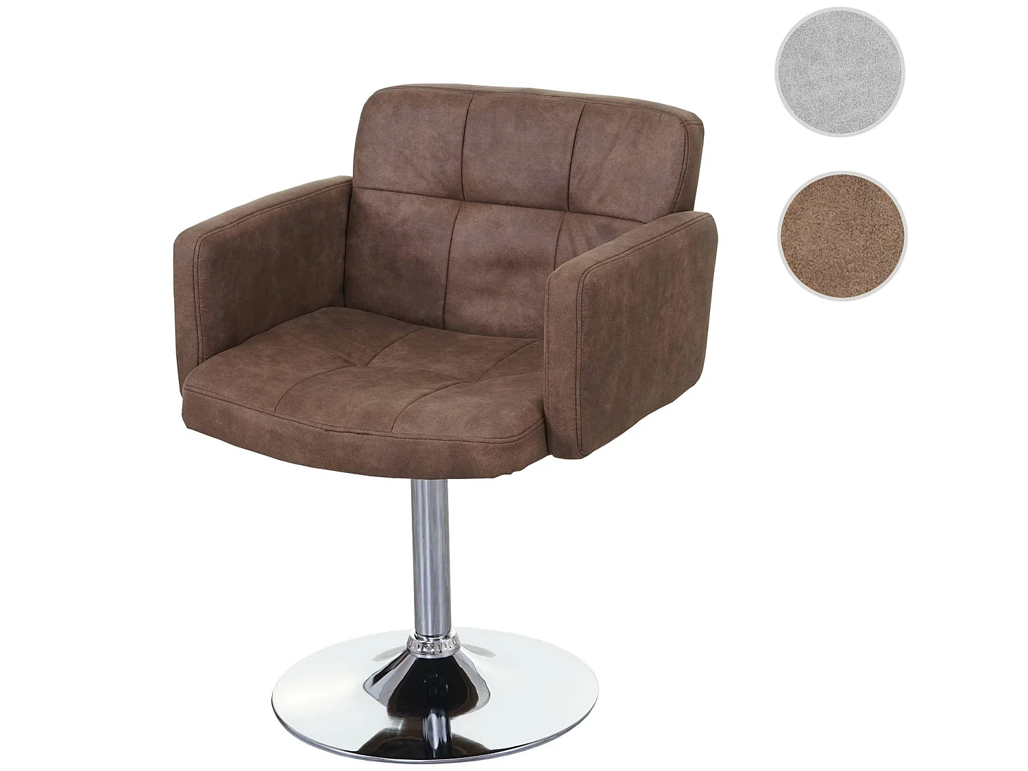 Design sedia Lounge Orlando M10 cromo tessuto 55x60x80cm marrone scamosciato