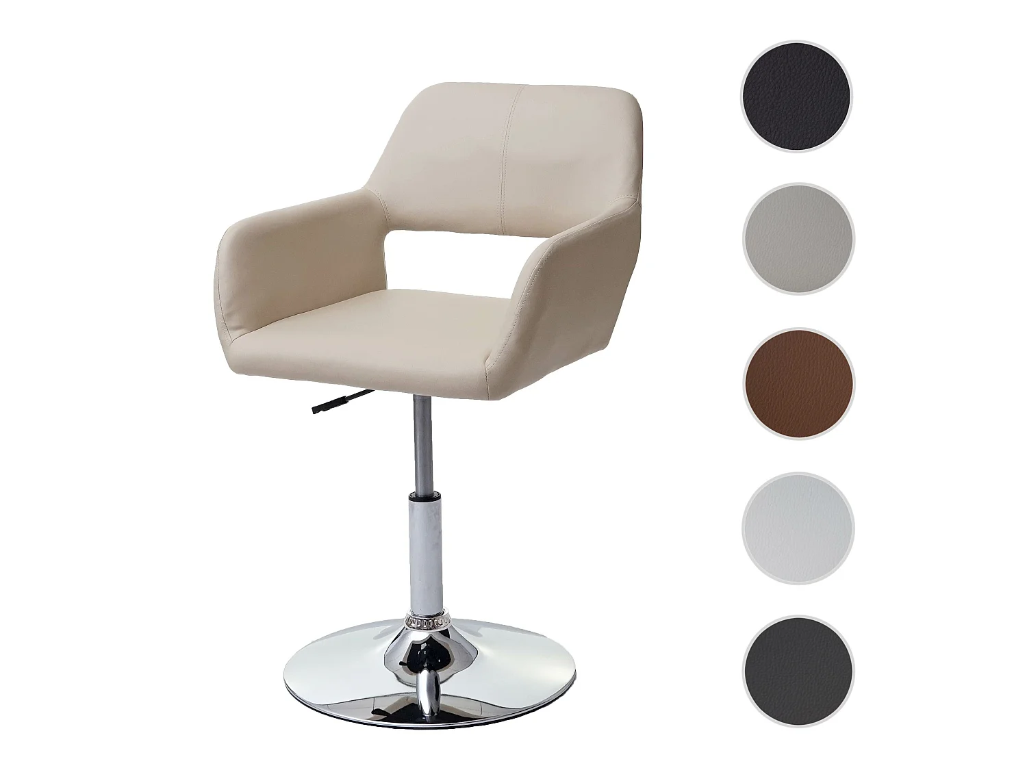Sedia sala da pranzo MCW-A50 III design retro metallo cromato ecopelle avorio