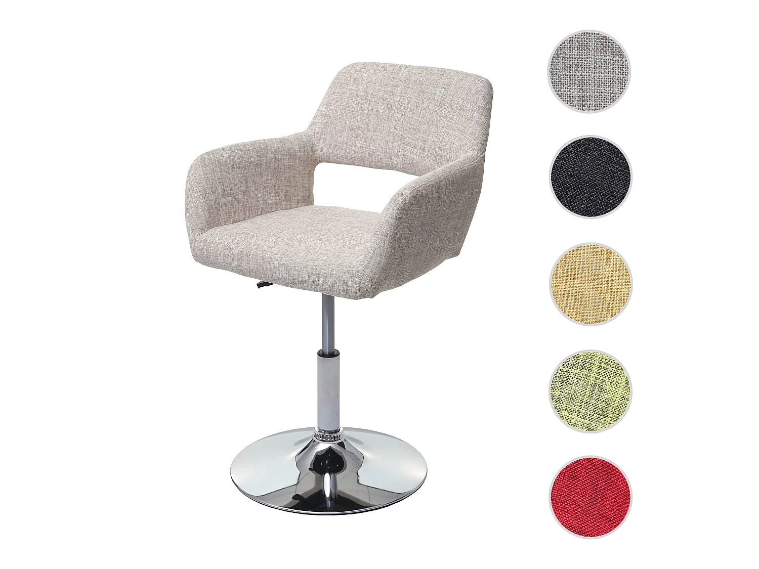Silla de comedor MCW-A50 III,  crema/gris, base cromada