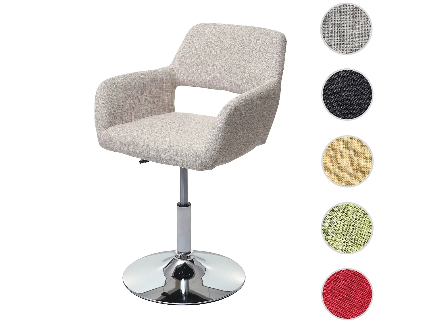 Chaise de salle à manger MCW-A50 III,  crème/gris, pied en métal aspect chromé