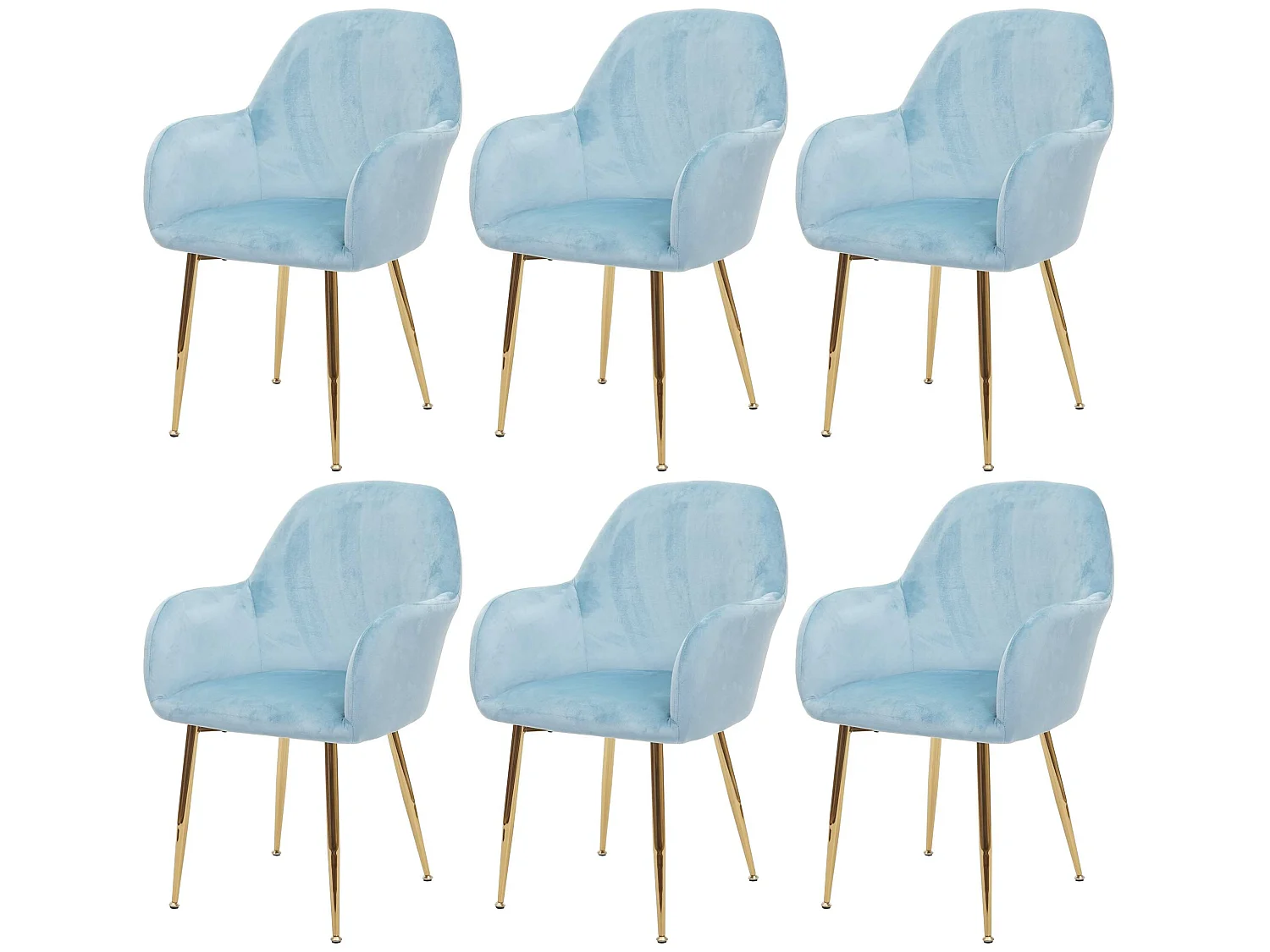 Chaise de salle à manger MCW-F18 (lot de 6),  velours menthe, pieds dorés