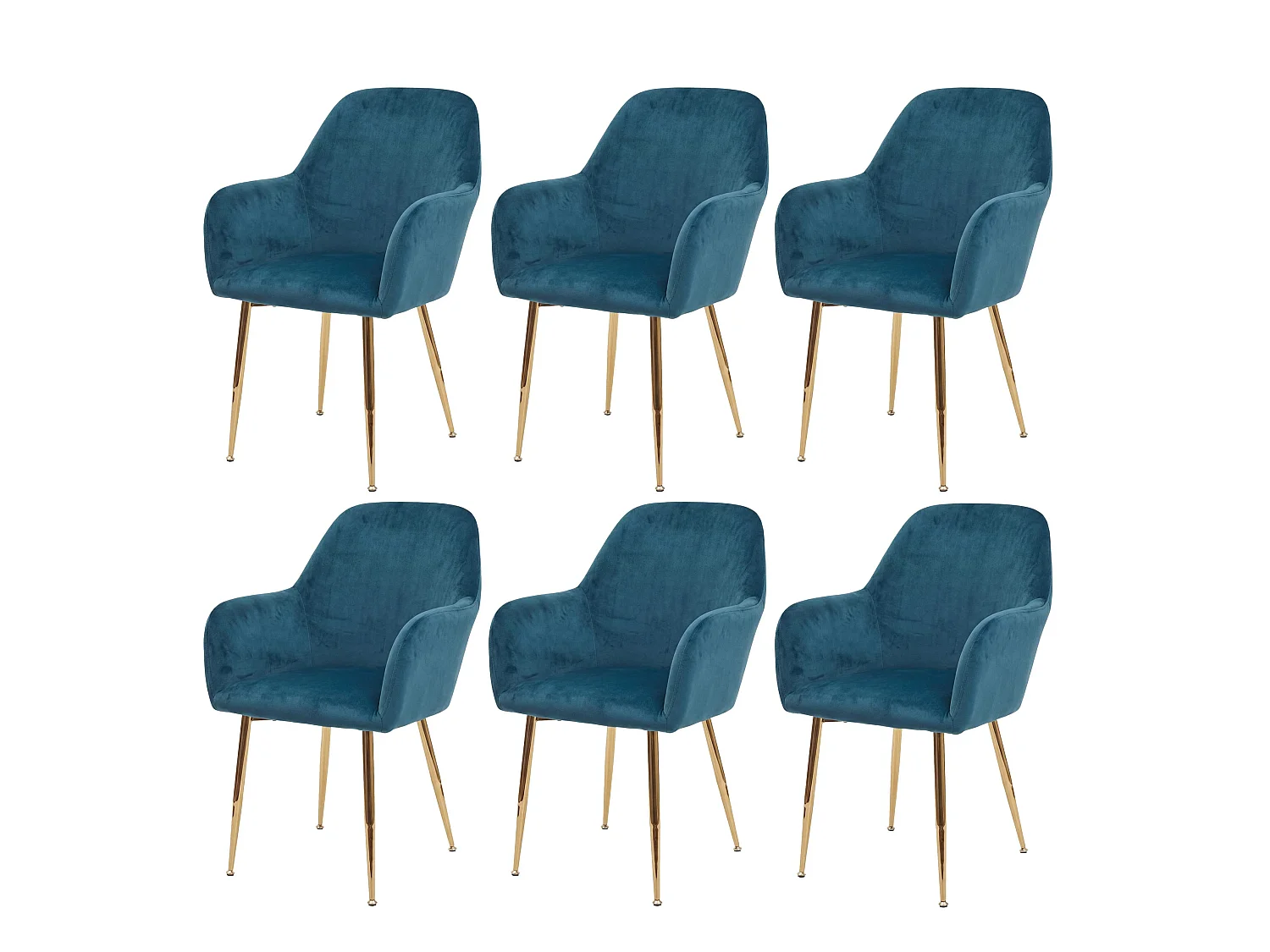 Chaise de salle à manger MCW-F18 (lot de 6),  velours menthe, pieds dorés