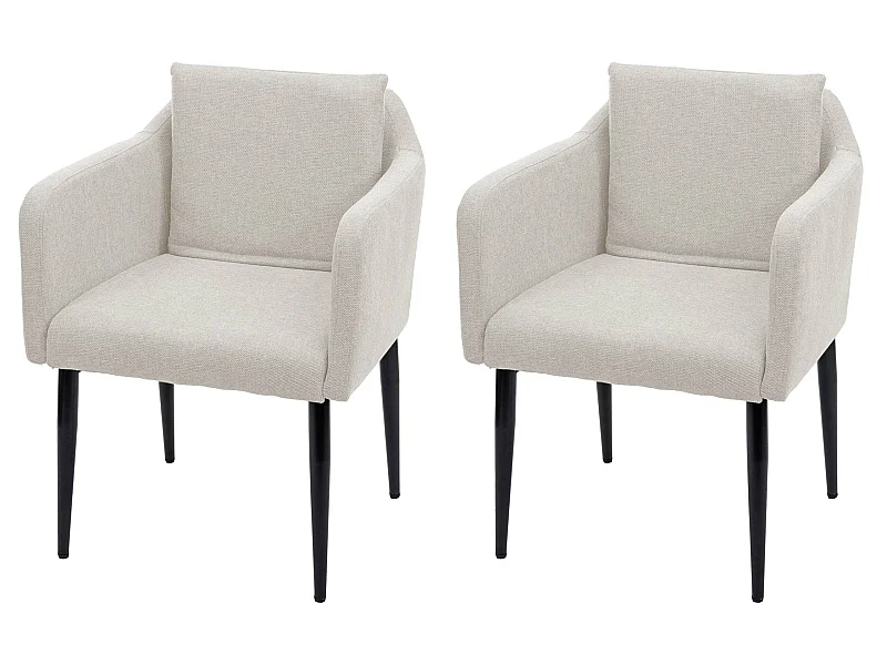 Esszimmerstuhl MCW-H93 (2er-Set), Stoff/Textil creme-beige