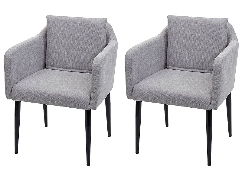 Set 2x poltrone sedie pranzo soggiorno Lounge MCW-H93 ~ tessuto grigio chiaro