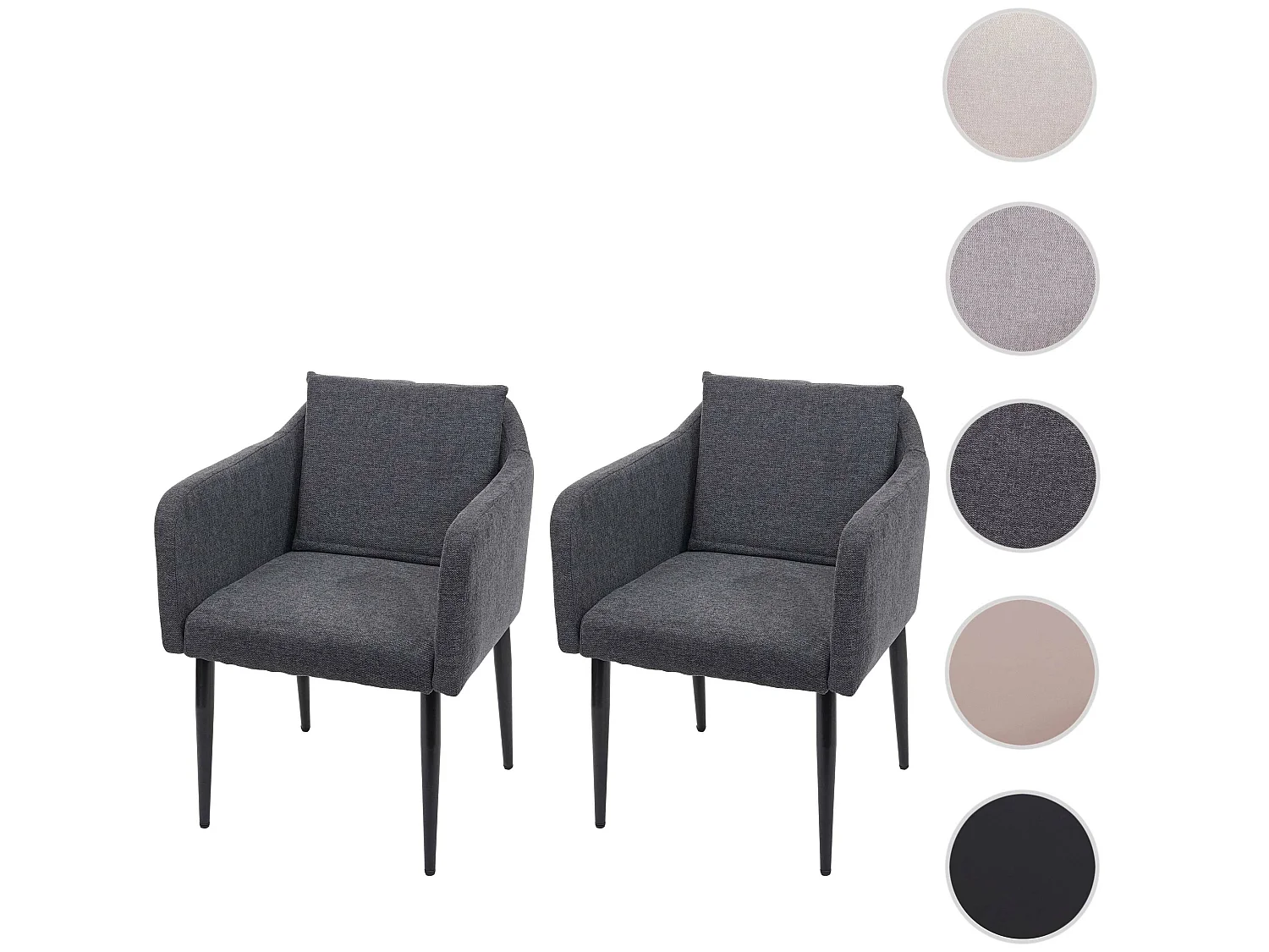 MCW-H93 eetkamerstoel (set van 2),  stof/textiel donkergrijs