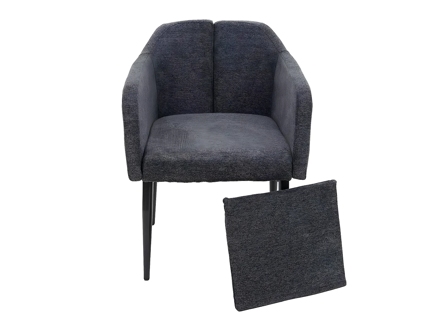 Esszimmerstuhl MCW-H93 (2er-Set), Stoff/Textil dunkelgrau
