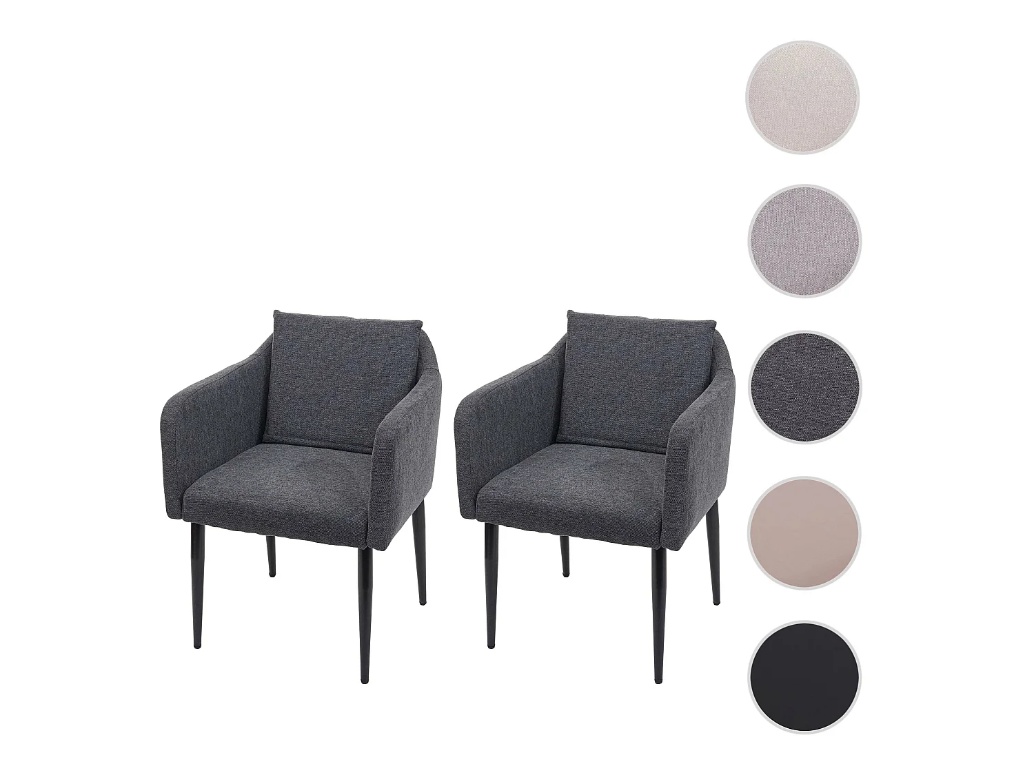 Esszimmerstuhl MCW-H93 (2er-Set), Stoff/Textil dunkelgrau