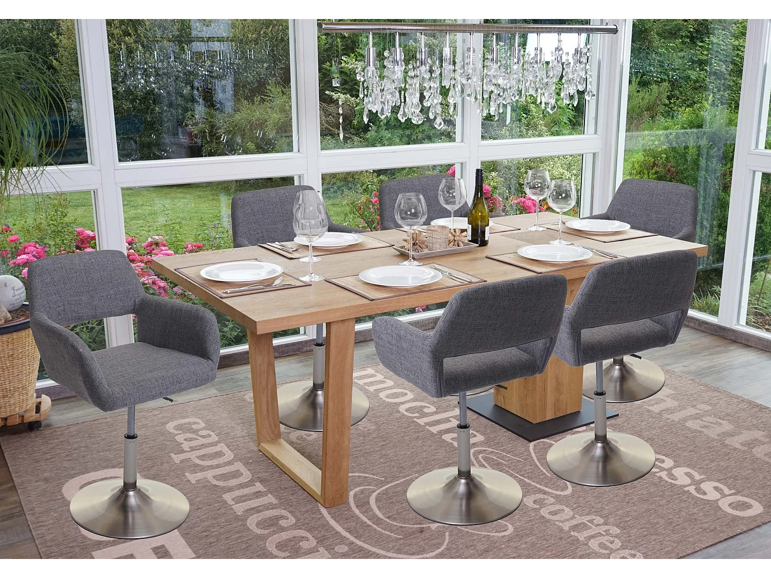 Chaise de salle à manger MCW-A50 III,  gris, pied en métal brossé