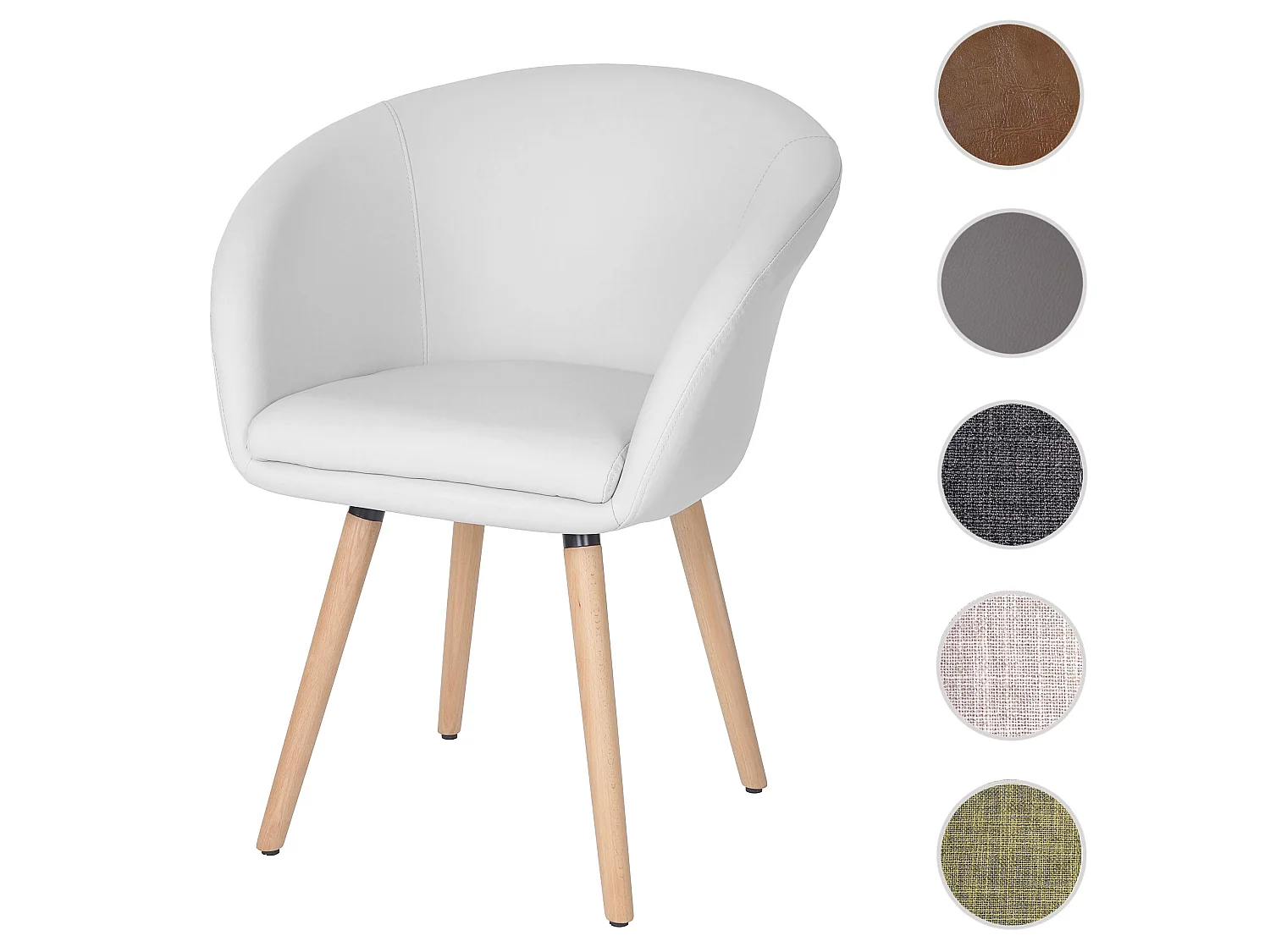 Serie Malmoe sedia sala da pranzo T633 legno massiccio 56x61x80cm ecopelle bianco