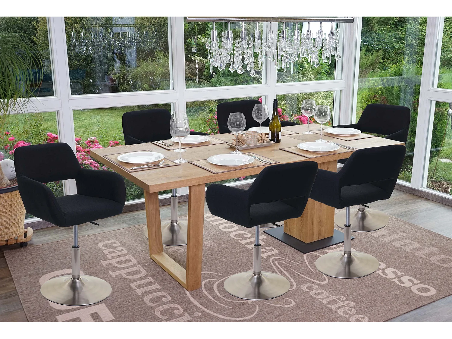 Esszimmerstuhl MCW-A50 III, Schwarz, Fuß gebürstet