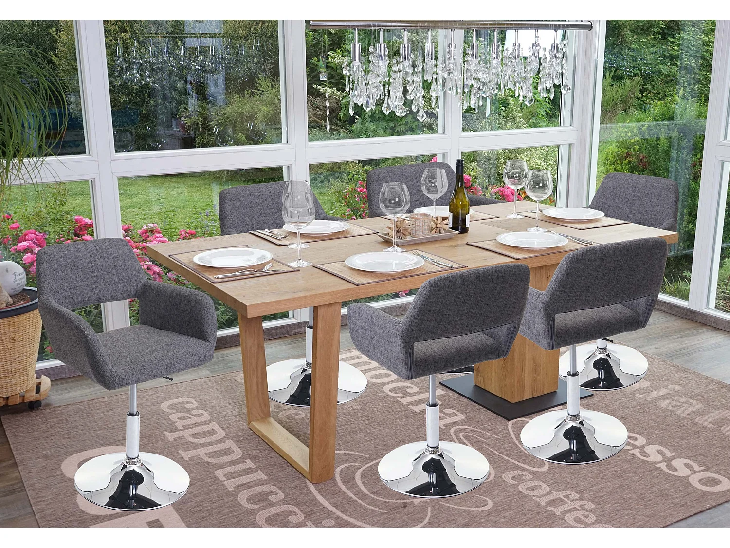 Chaise de salle à manger MCW-A50 III,  gris, pied en métal aspect chromé