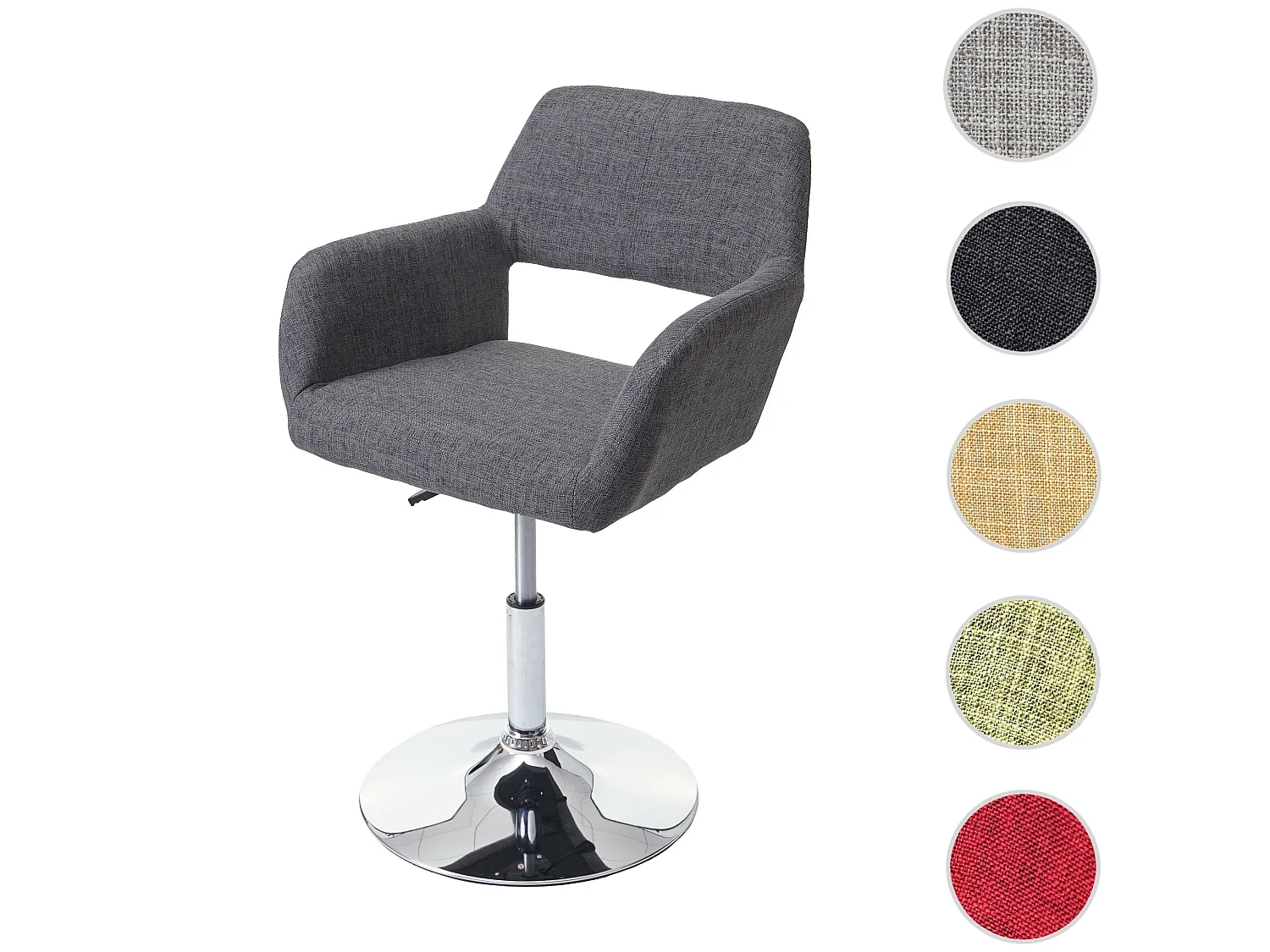 Chaise de salle à manger MCW-A50 III,  gris, pied en métal aspect chromé