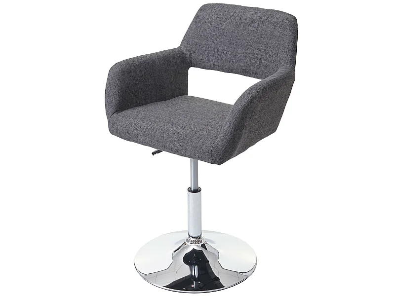 Sedia sala da pranzo MCW-A50 III design retro metallo cromato tessuto grigio