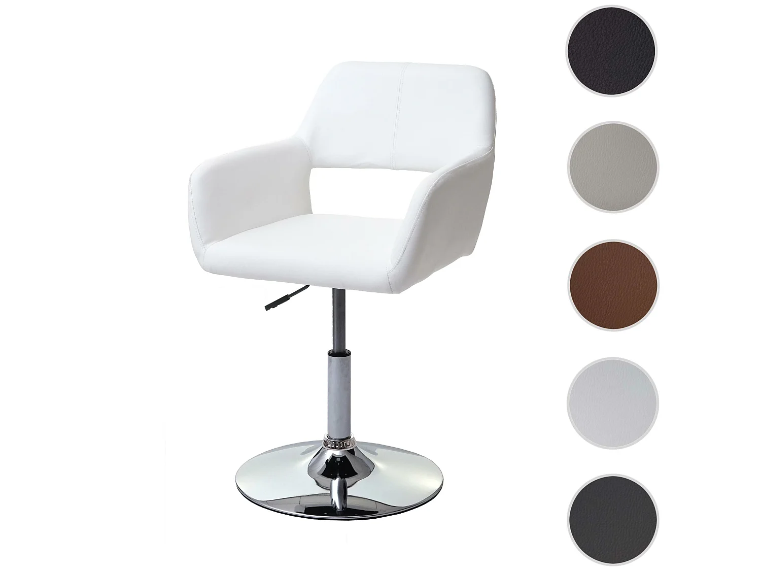 Cadeira de jantar MCW-A50 III,  branco, base cromada