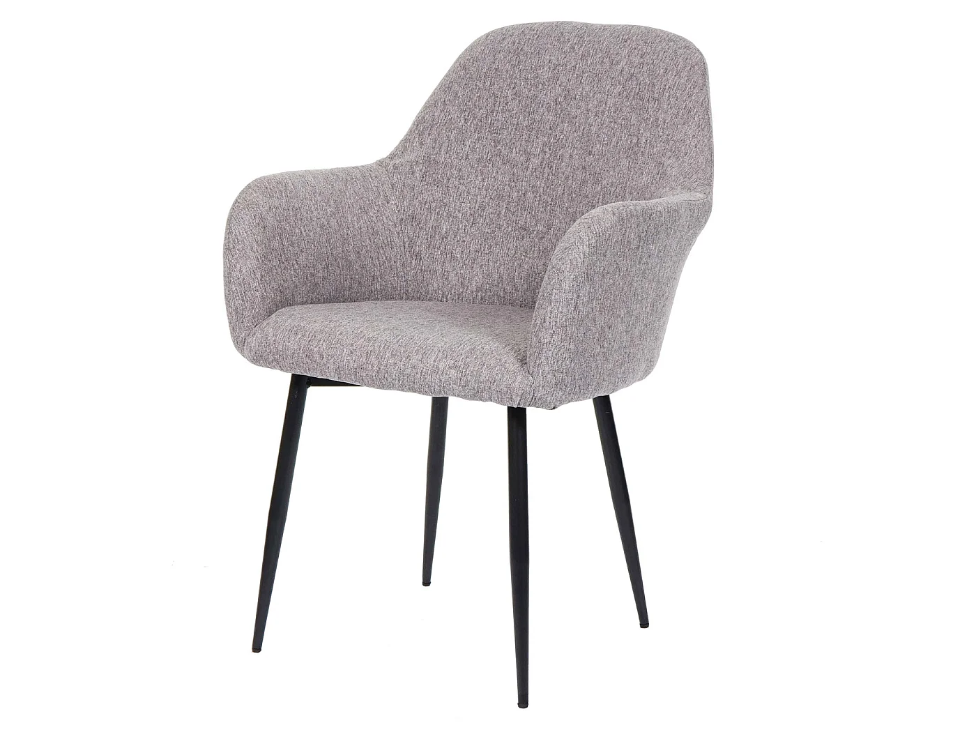 Set 6x sedie poltroncine MCW-F18 design retrò tessuto grigio gambe nere