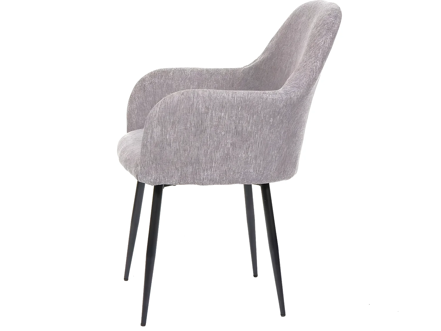 Set 6x sedie poltroncine MCW-F18 design retrò tessuto grigio gambe nere