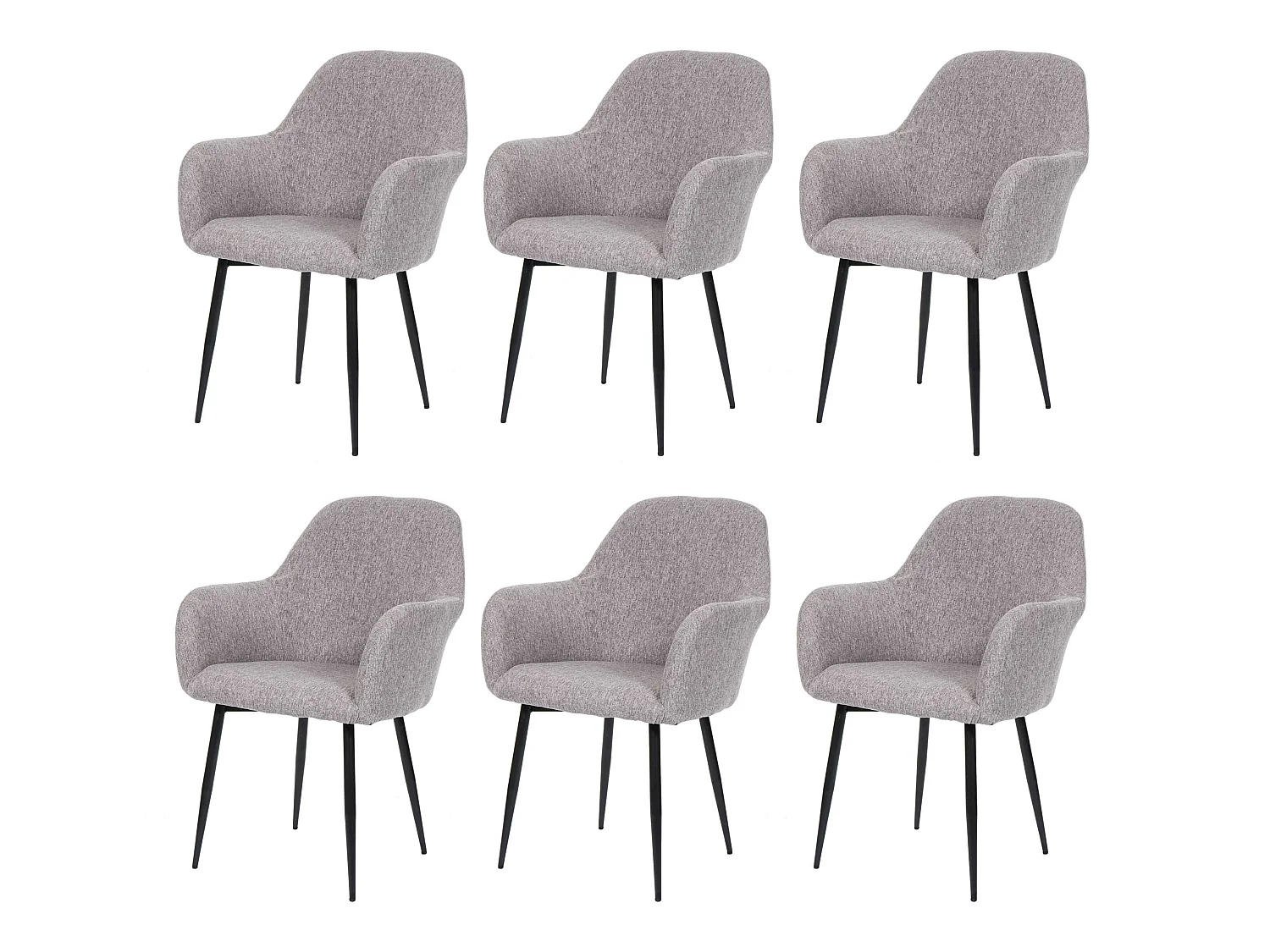 Chaise de salle à manger MCW-F18 (lot de 6),  tissu/textile gris, pieds noirs