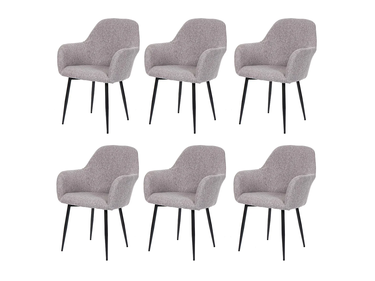 Chaise de salle à manger MCW-F18 (lot de 6),  tissu/textile gris, pieds noirs