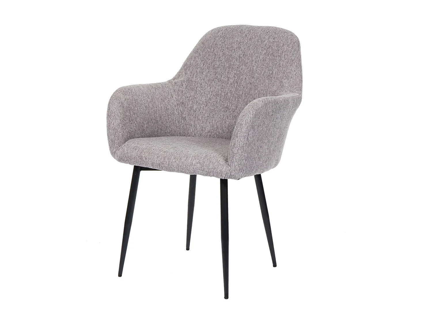 Chaise de salle à manger MCW-F18 (lot de 6),  tissu/textile gris, pieds noirs