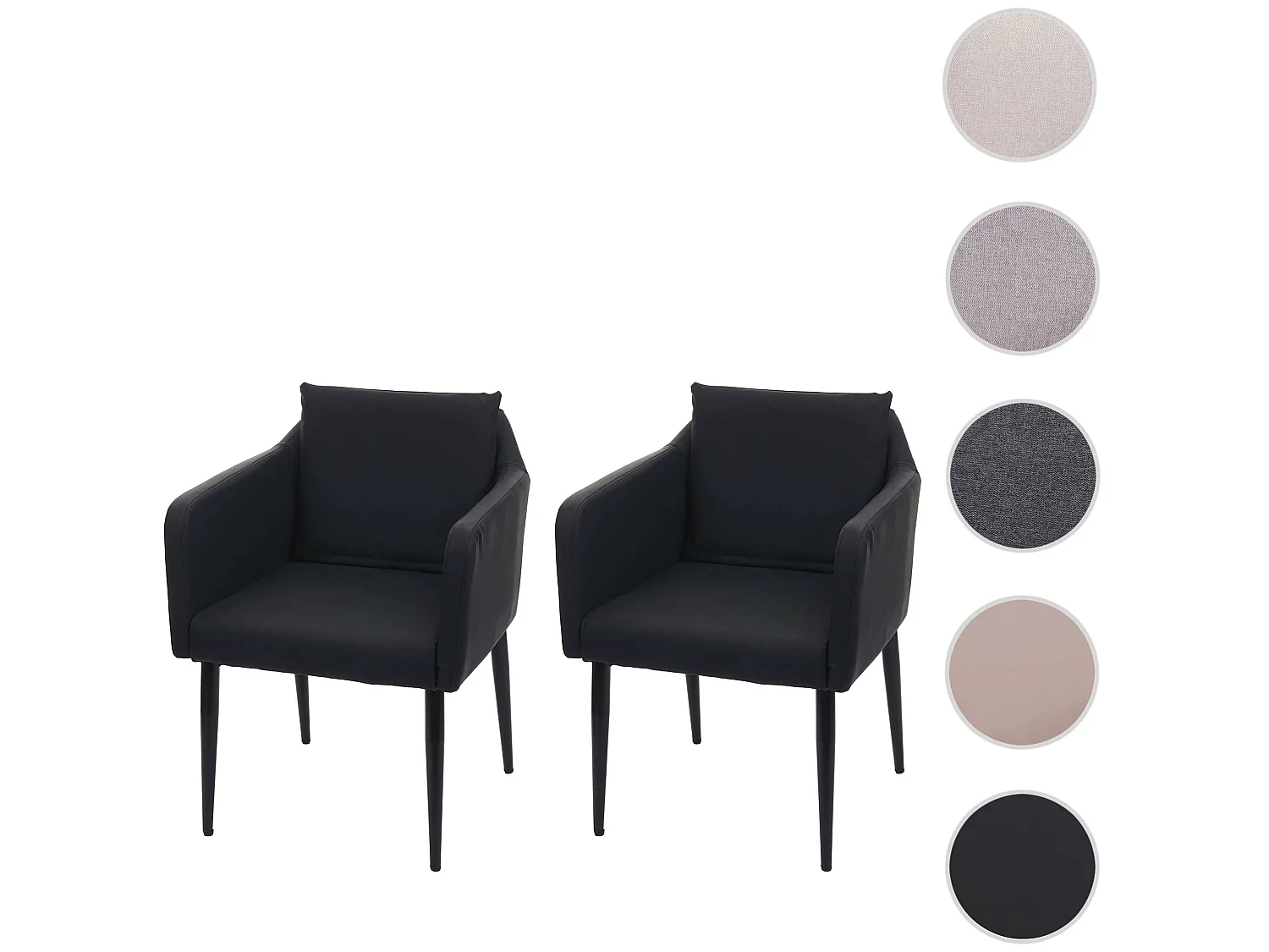 Krzesło do jadalni MCW-H93 (zestaw 2 sztuk),  sztuczna skóra czarny