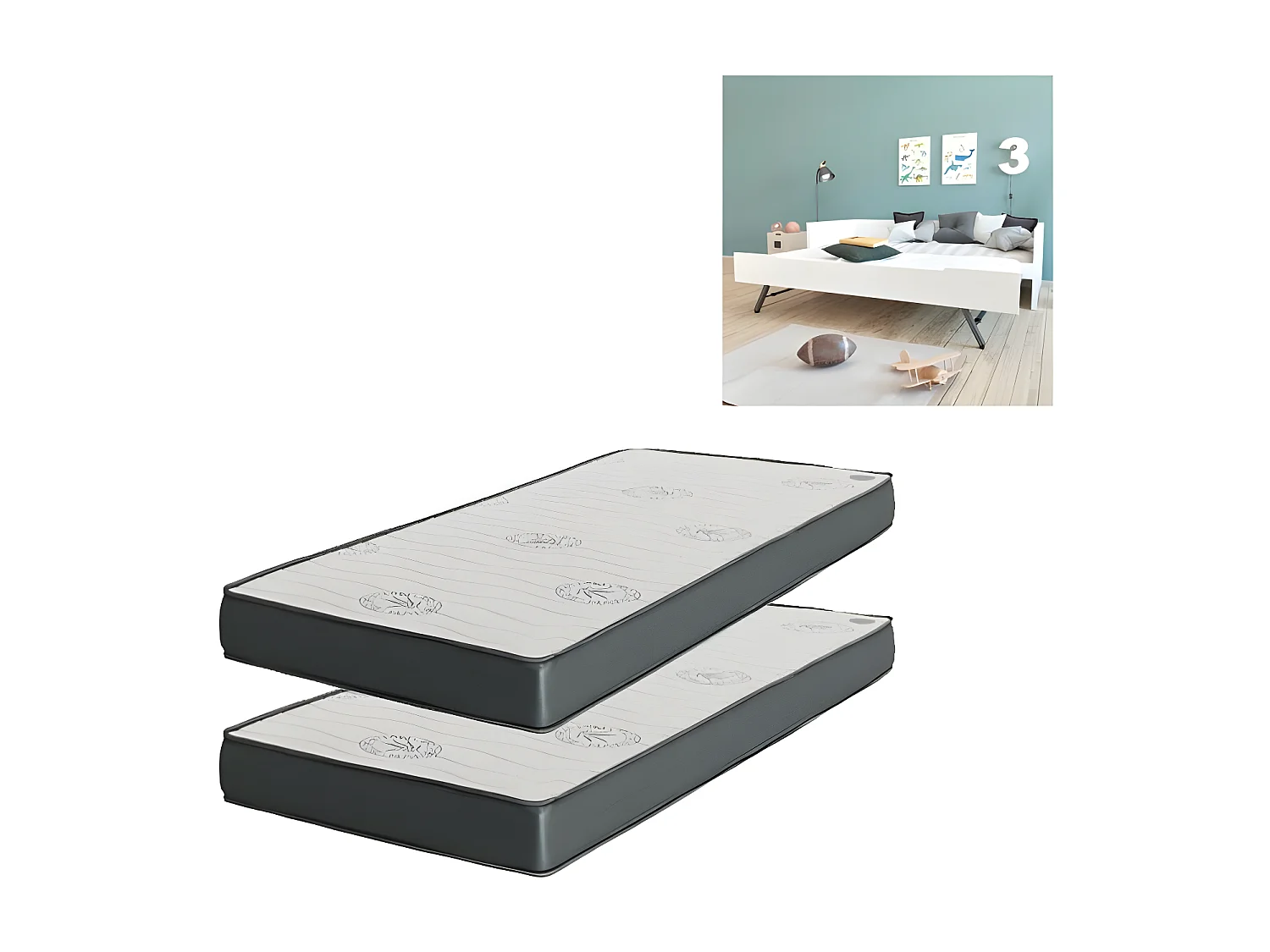 Matelas Pack 2 viscoélastique 90x200x15/90x200x15