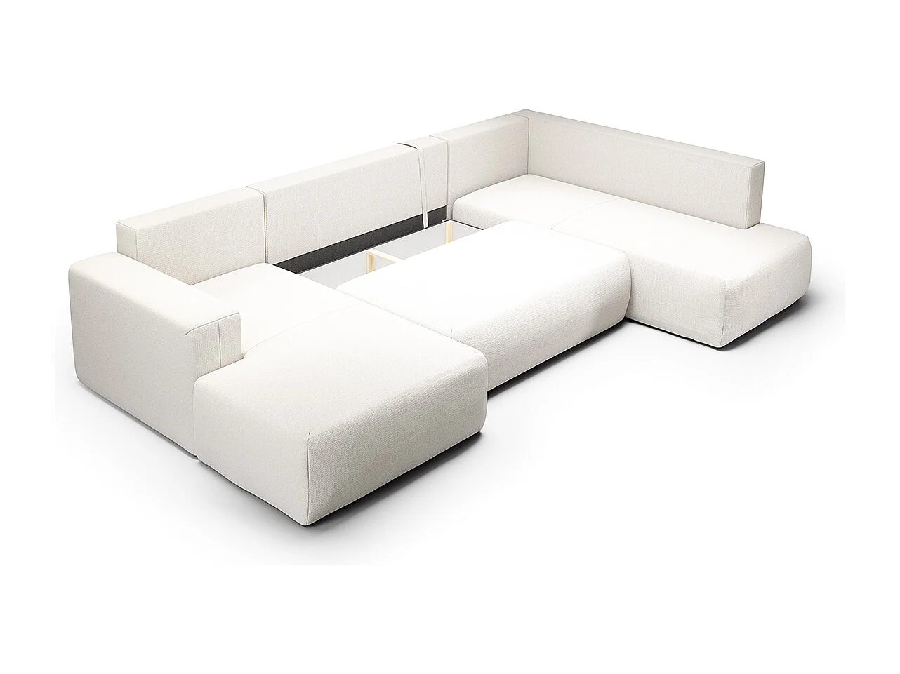 Canapé U 5 places convertible coffre Bliss Blanc Cassé