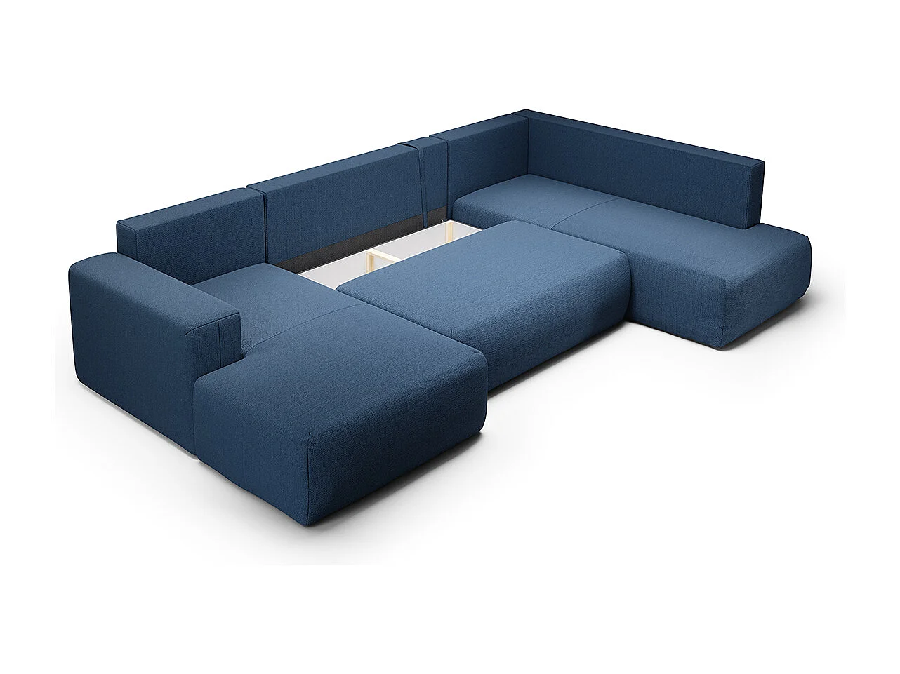 Canapé U 5 places convertible coffre Bliss Bleu