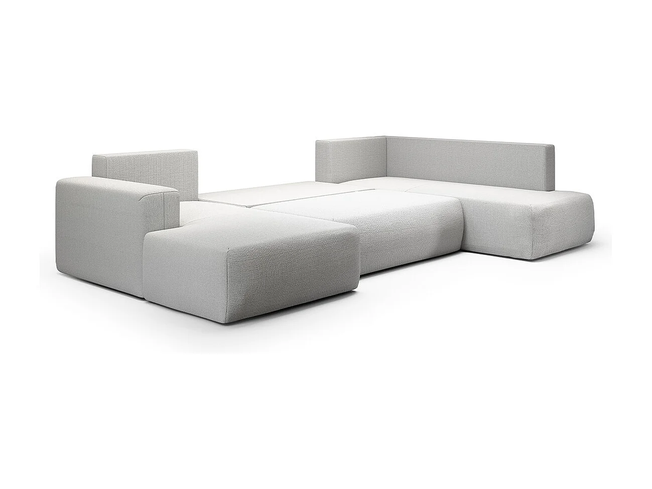 Canapé U 5 places convertible coffre Bliss Gris clair
