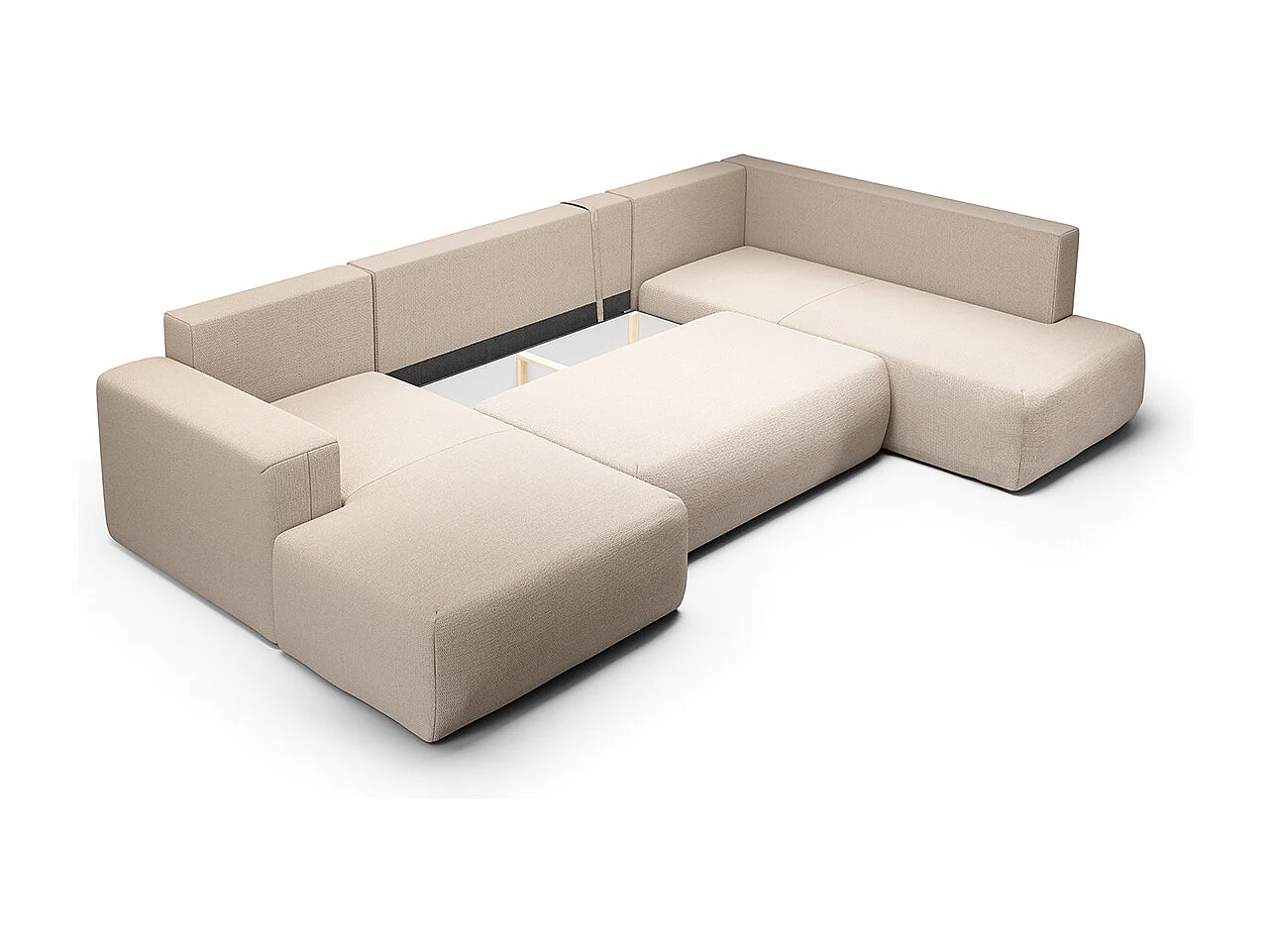 Canapé U 5 places convertible coffre Bliss Beige