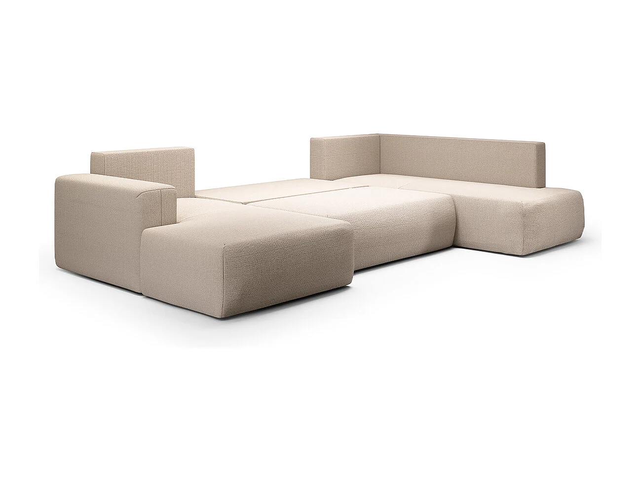 Canapé U 5 places convertible coffre Bliss Beige
