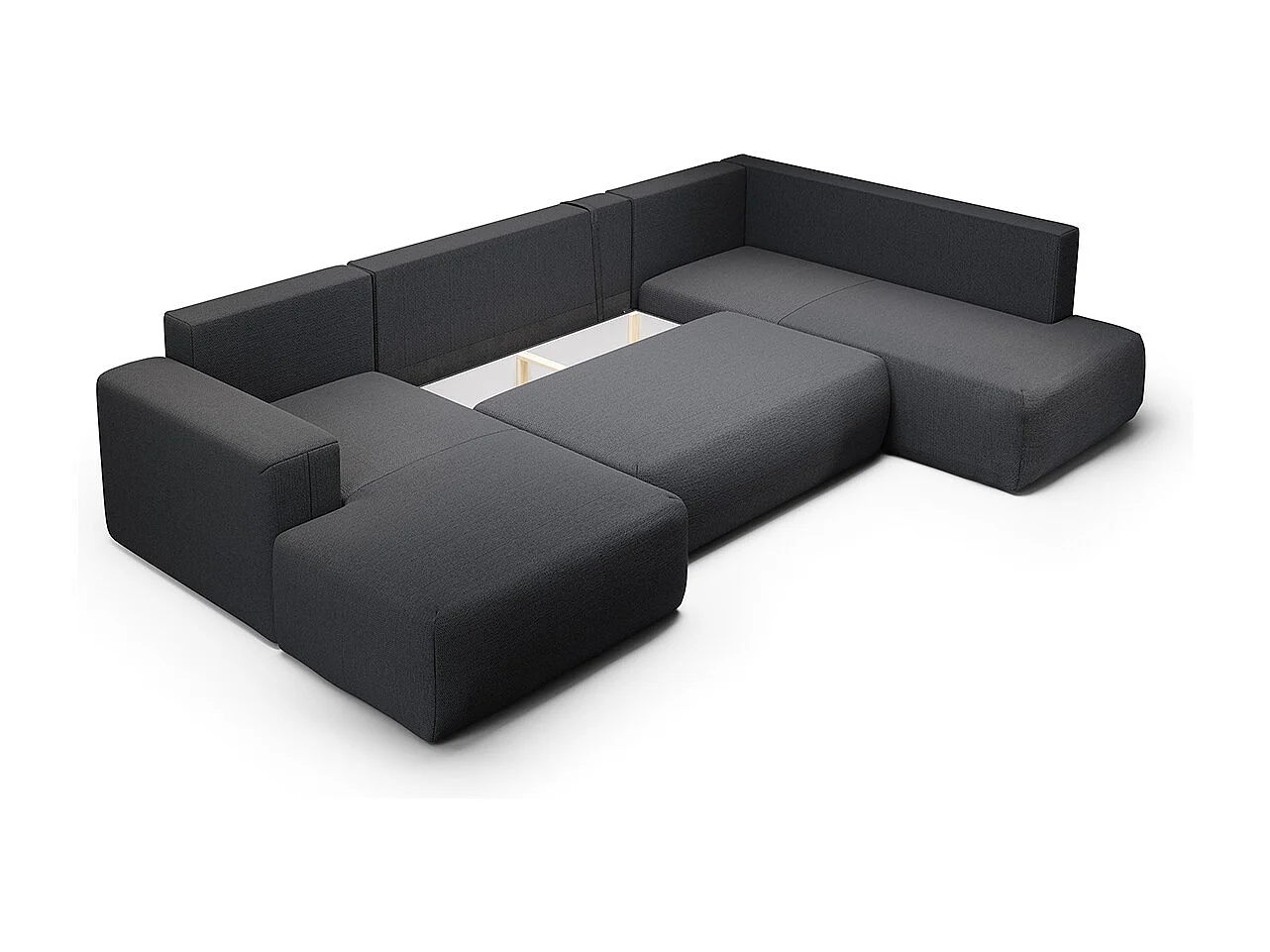 Canapé U 5 places convertible coffre Bliss Gris foncé