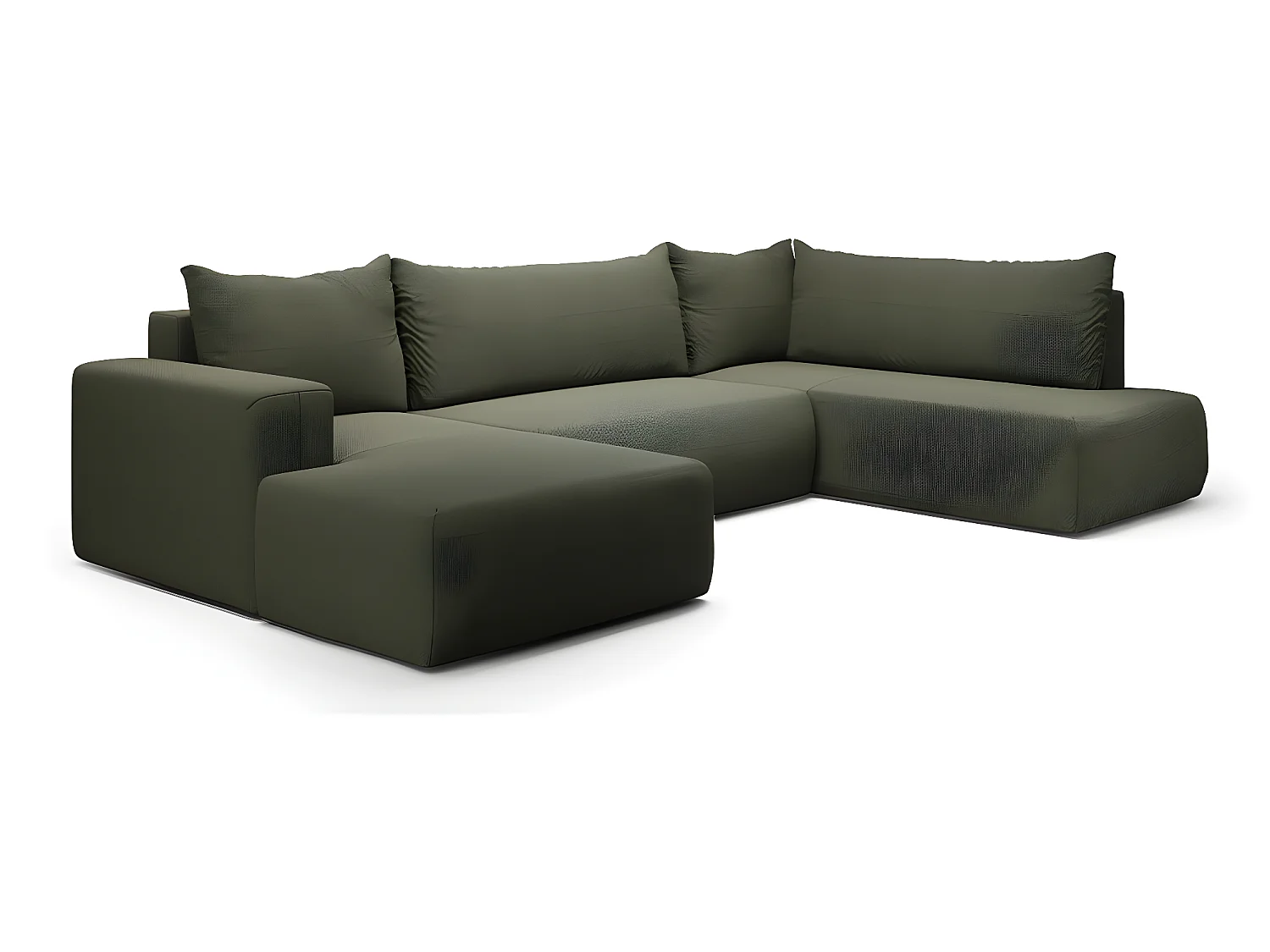 Canapé U 5 places convertible coffre Bliss Vert Sapin