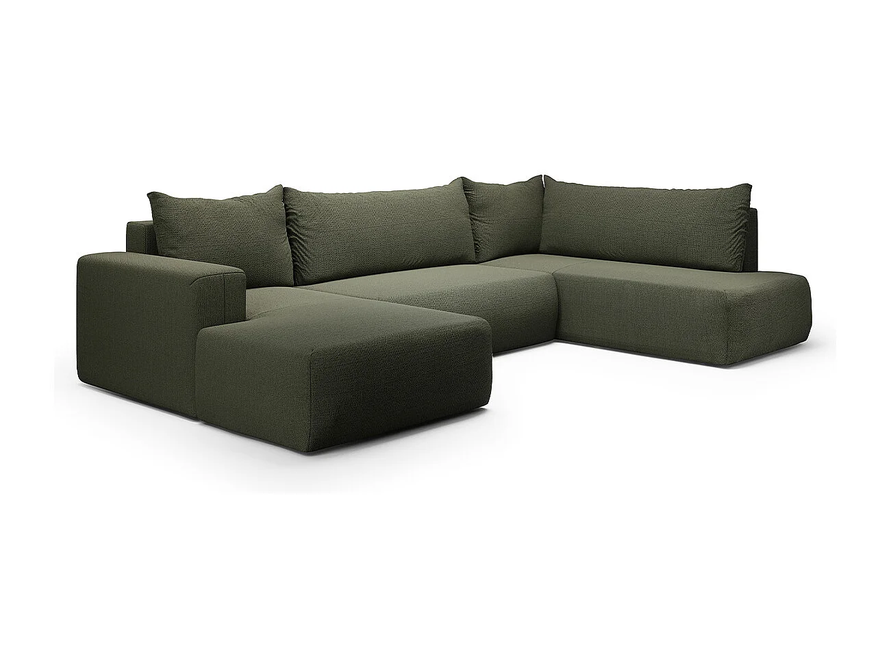 Canapé U 5 places convertible coffre Bliss Vert Sapin