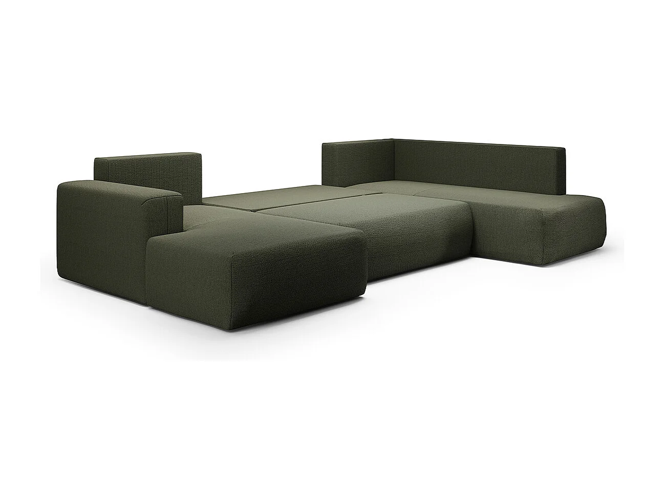 Canapé U 5 places convertible coffre Bliss Vert Sapin
