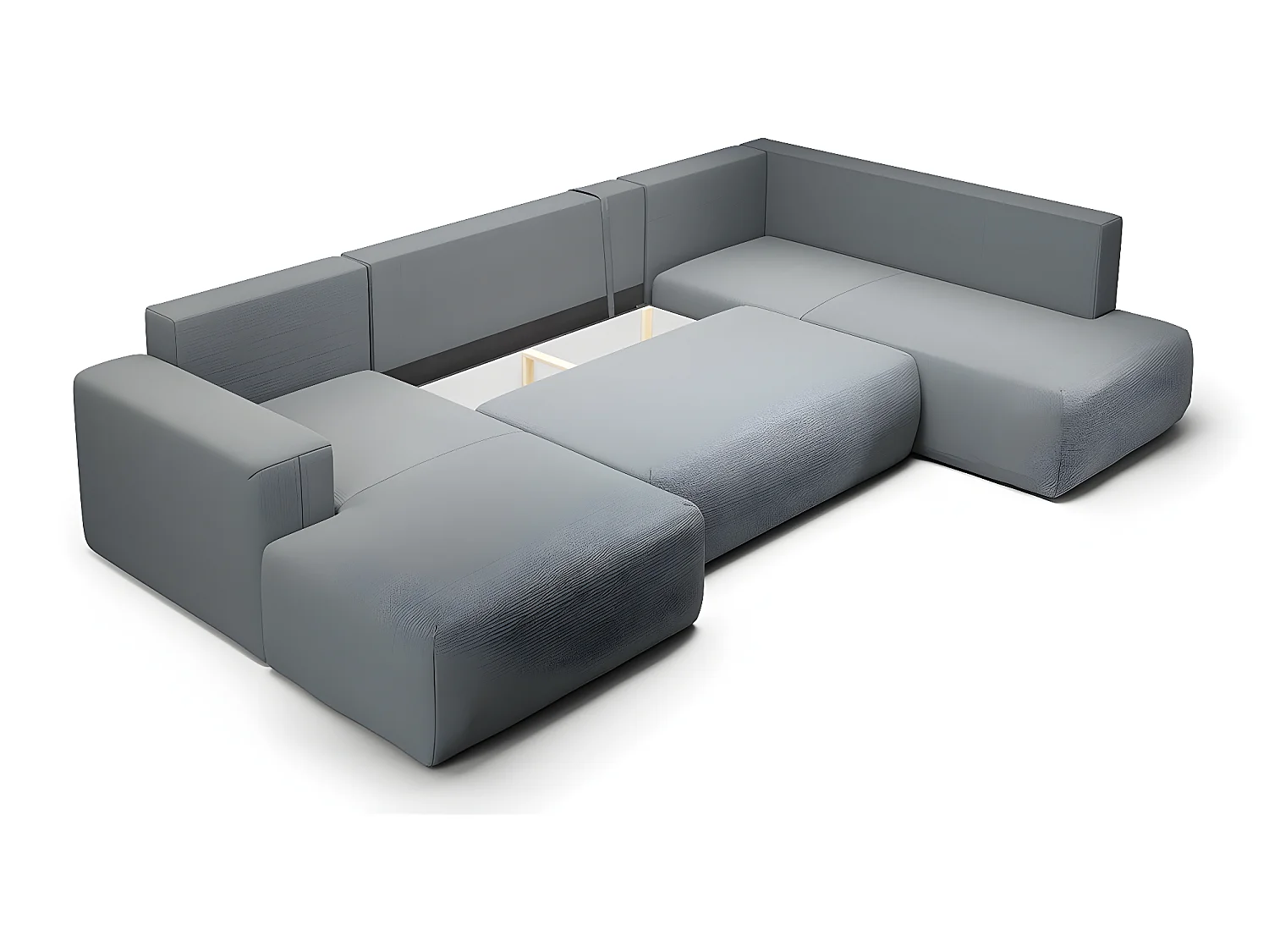 Canapé U 5 places convertible coffre Bliss Gris