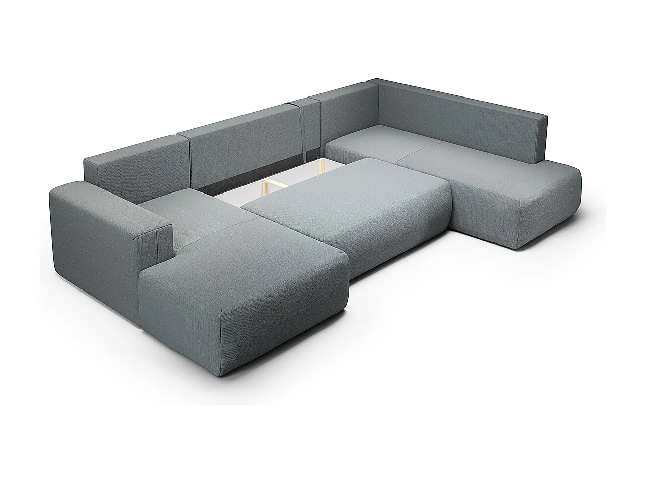 Canapé U 5 places convertible coffre Bliss Gris