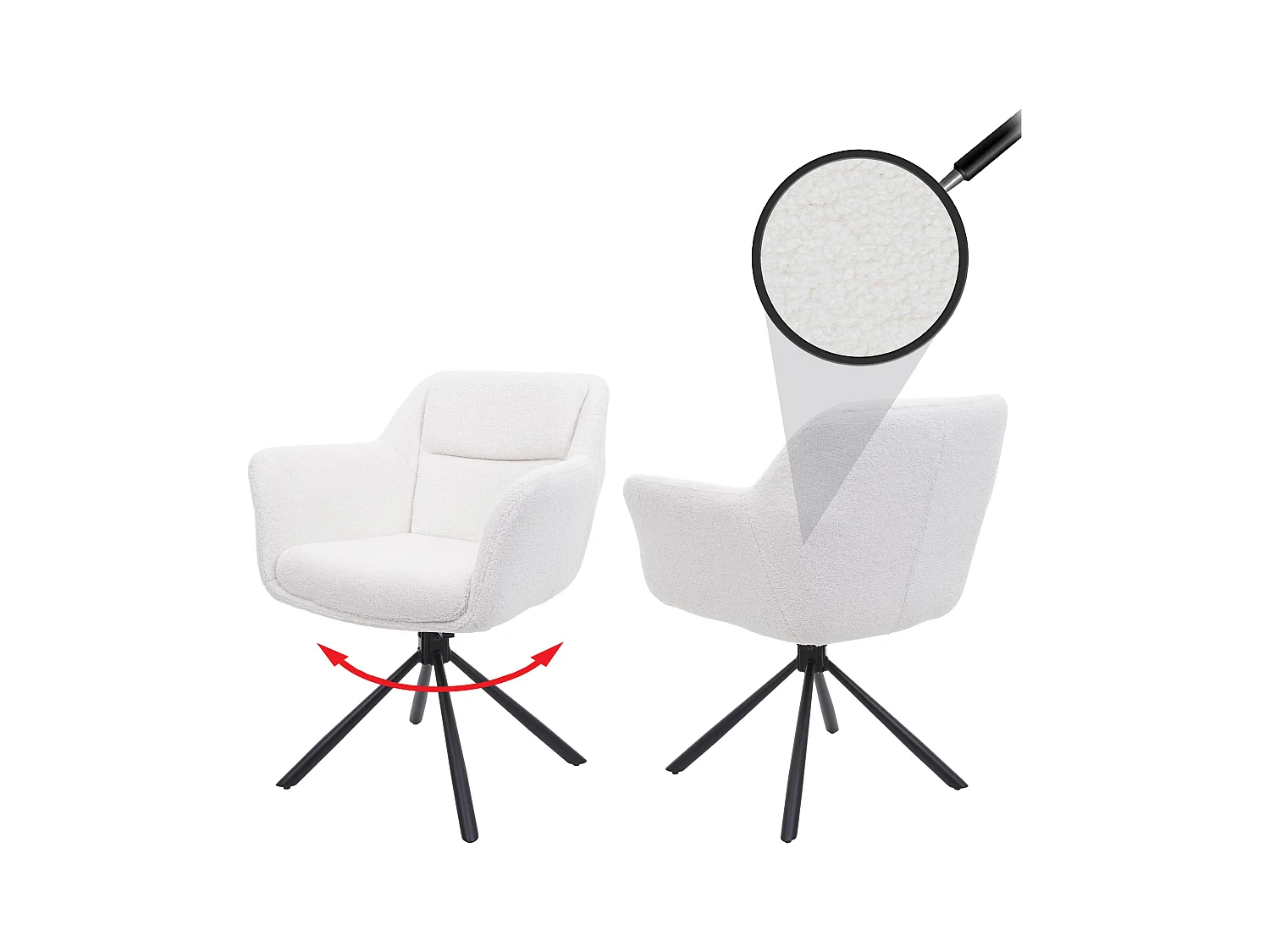MCW-K33 eetkamerstoel (set van 2),  bouclé-wit