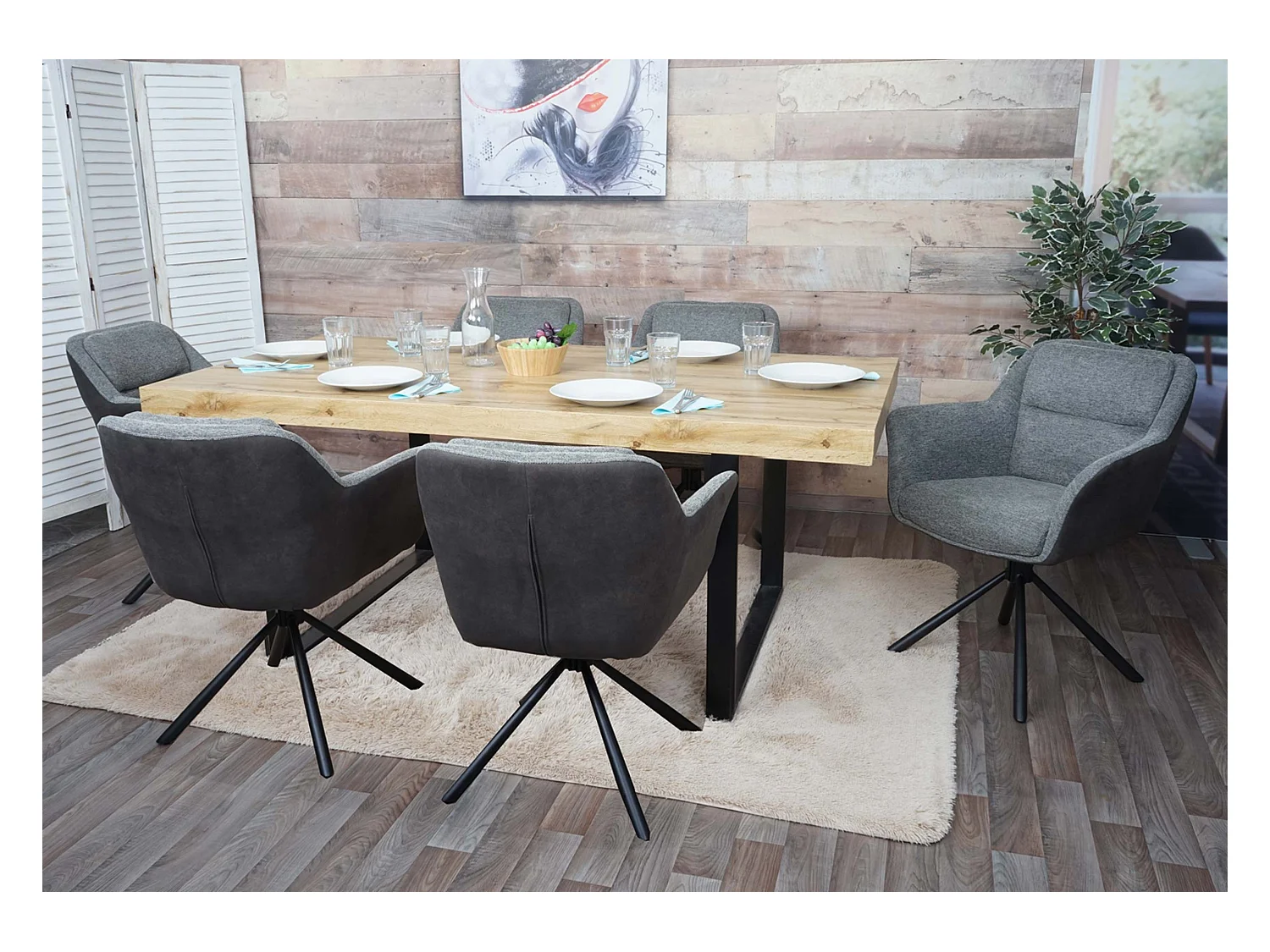 Chaise de salle à manger MCW-K33 (lot de 6),  similicuir, gris-gris foncé