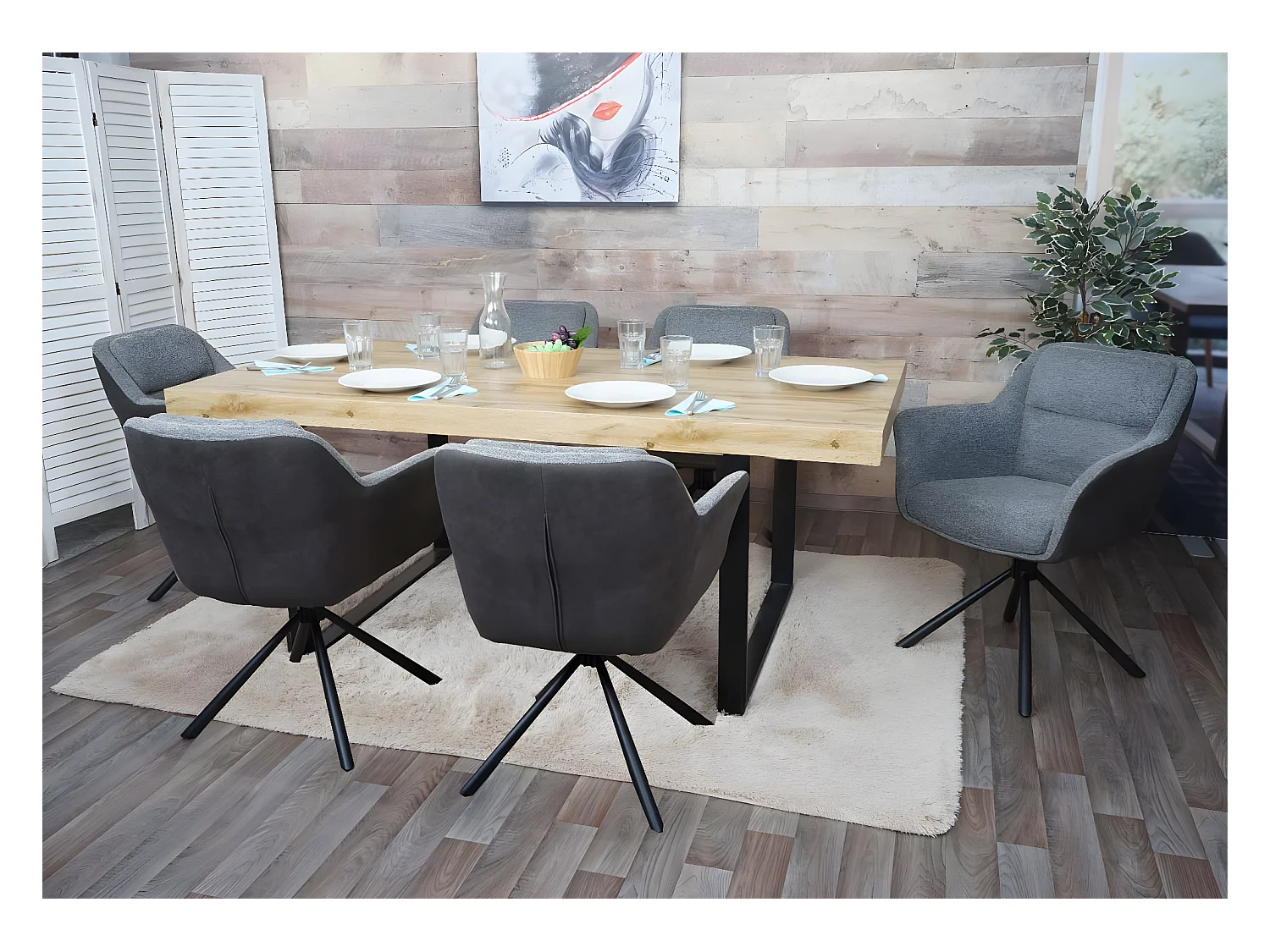 Chaise de salle à manger MCW-K33 (lot de 6),  similicuir, gris-gris foncé