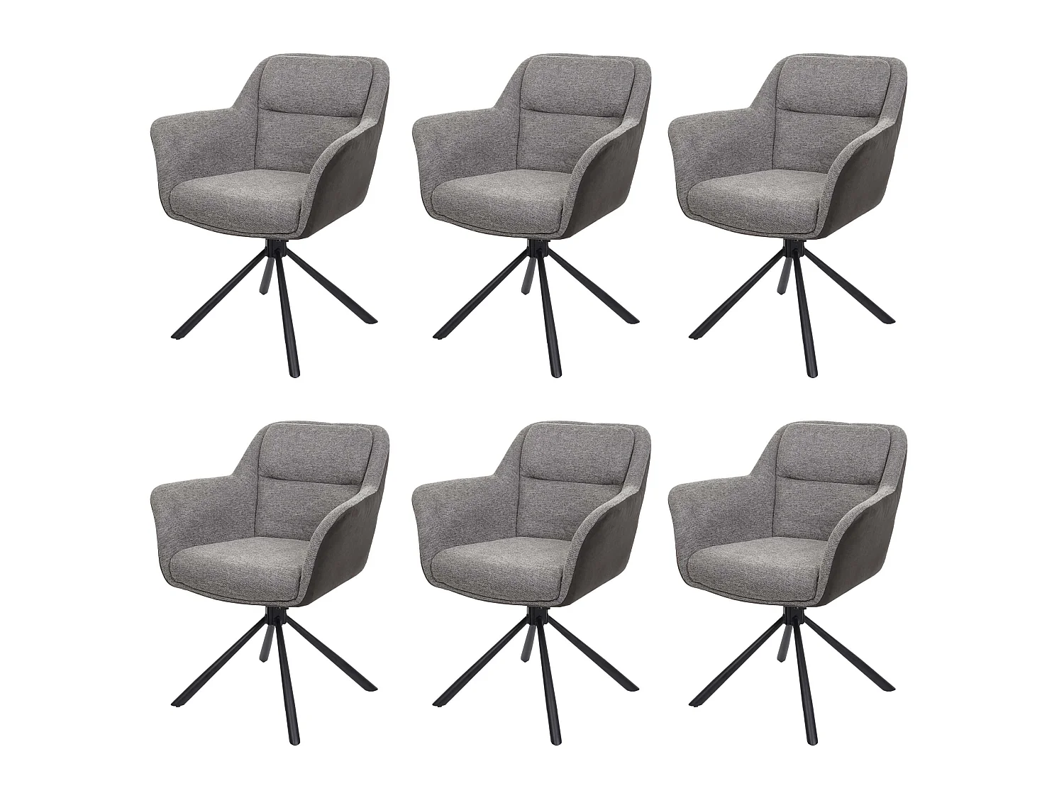 Chaise de salle à manger MCW-K33 (lot de 6),  similicuir, gris-gris foncé