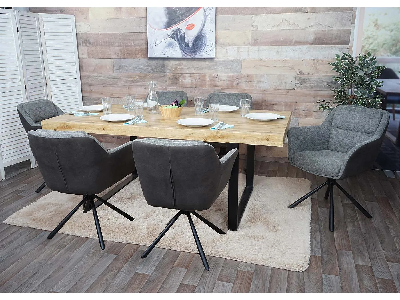 Chaise de salle à manger MCW-K33 (lot de 6),  similicuir, gris-gris foncé