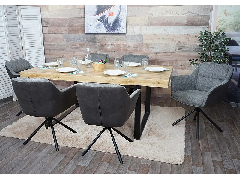 Esszimmerstuhl MCW-K33 (6er-Set), Kunstleder, grau-dunkelgrau