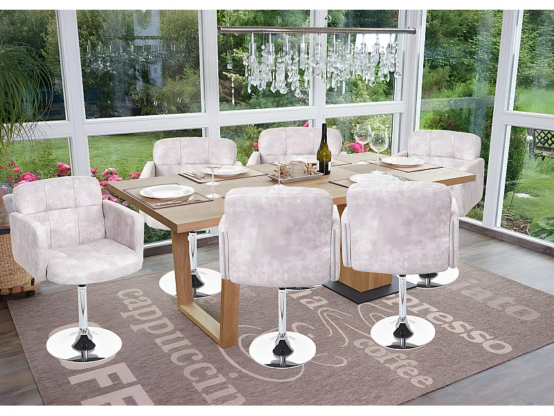Set 6x sedie Lounge Orlando M10 cromo tessuto 55x60x80cm grigio