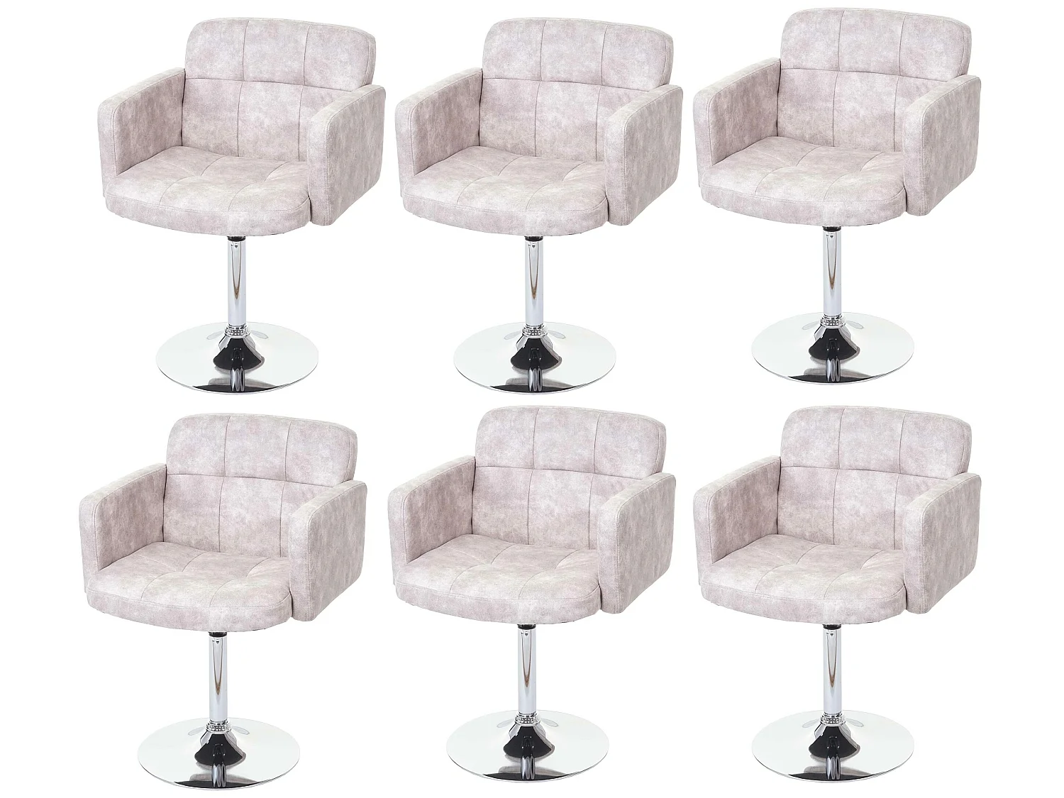 Eetkamerstoel Houston (set van 6),  vintage lichtgrijs