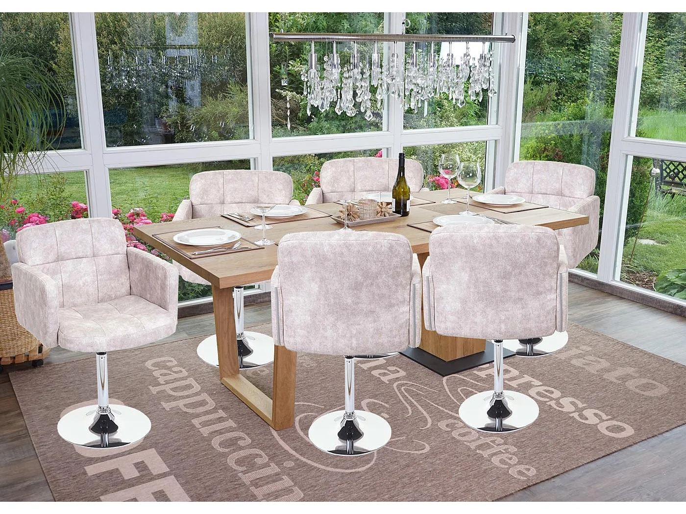 Krzesło do jadalni Houston (zestaw 6 sztuk),  vintage jasnoszary